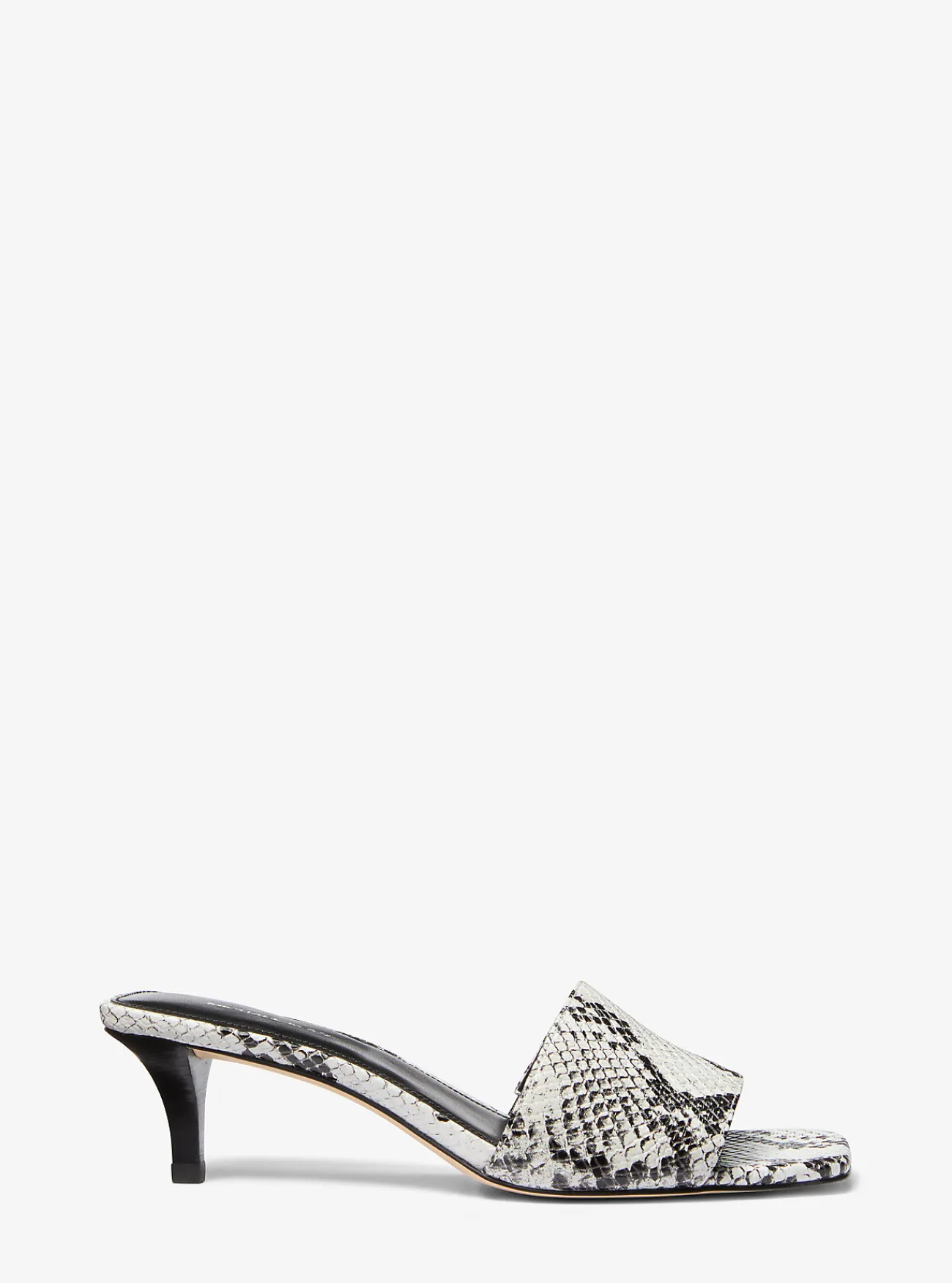 Michael Kors Slipper Merriam van leer met slangenprint in reli&euml;f en hakje ALUMINIUM Best