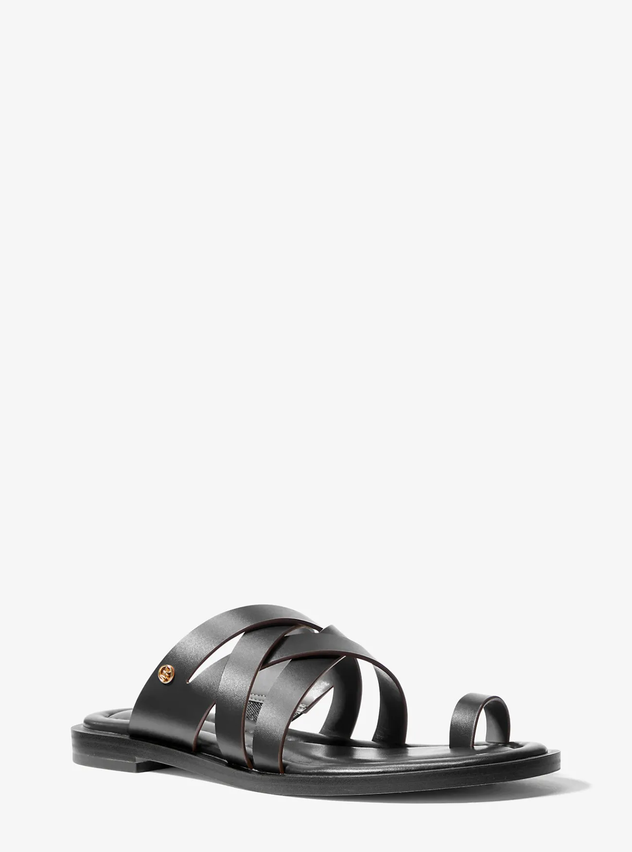 Michael Kors Slipper Nora van leer ZWART Discount