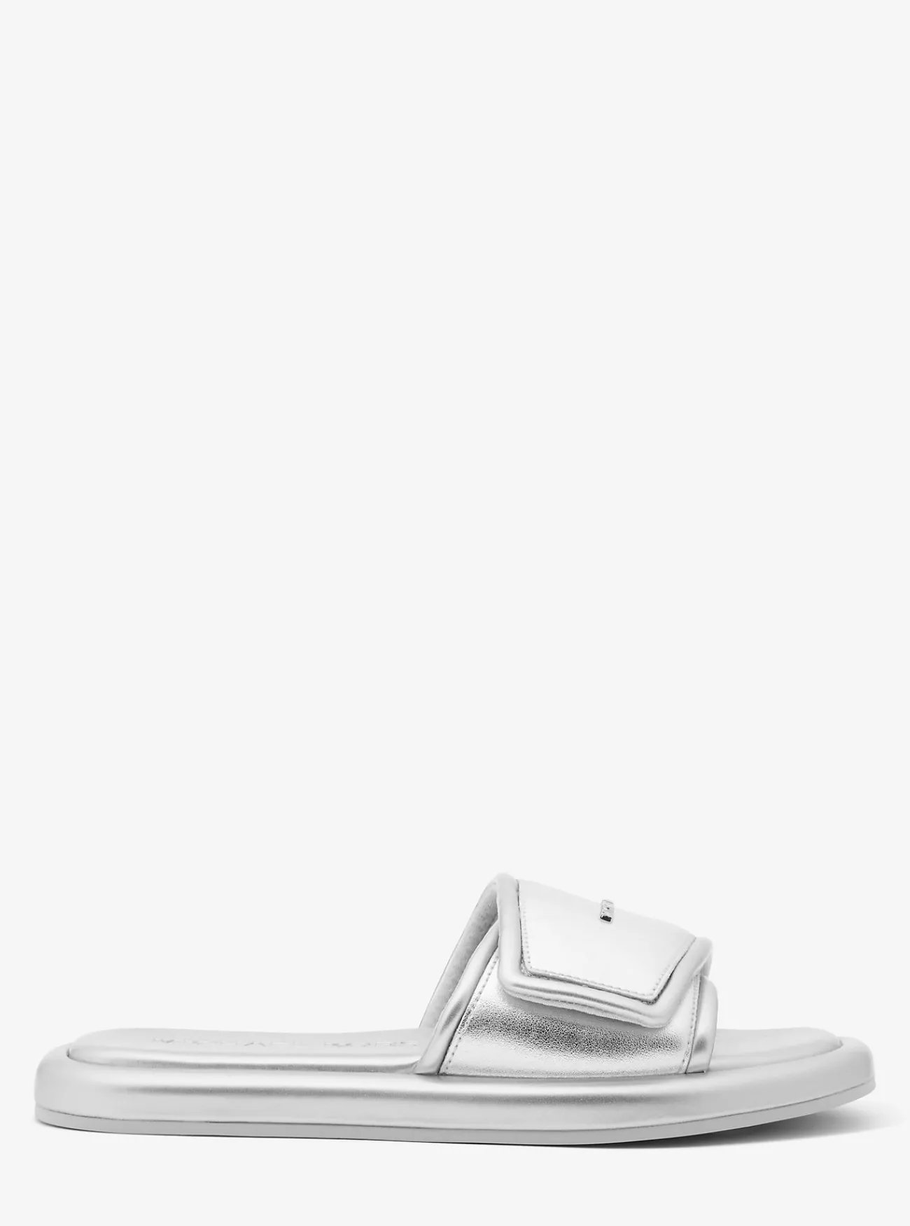 Michael Kors Slipper Suki van metallic leer ZILVER New