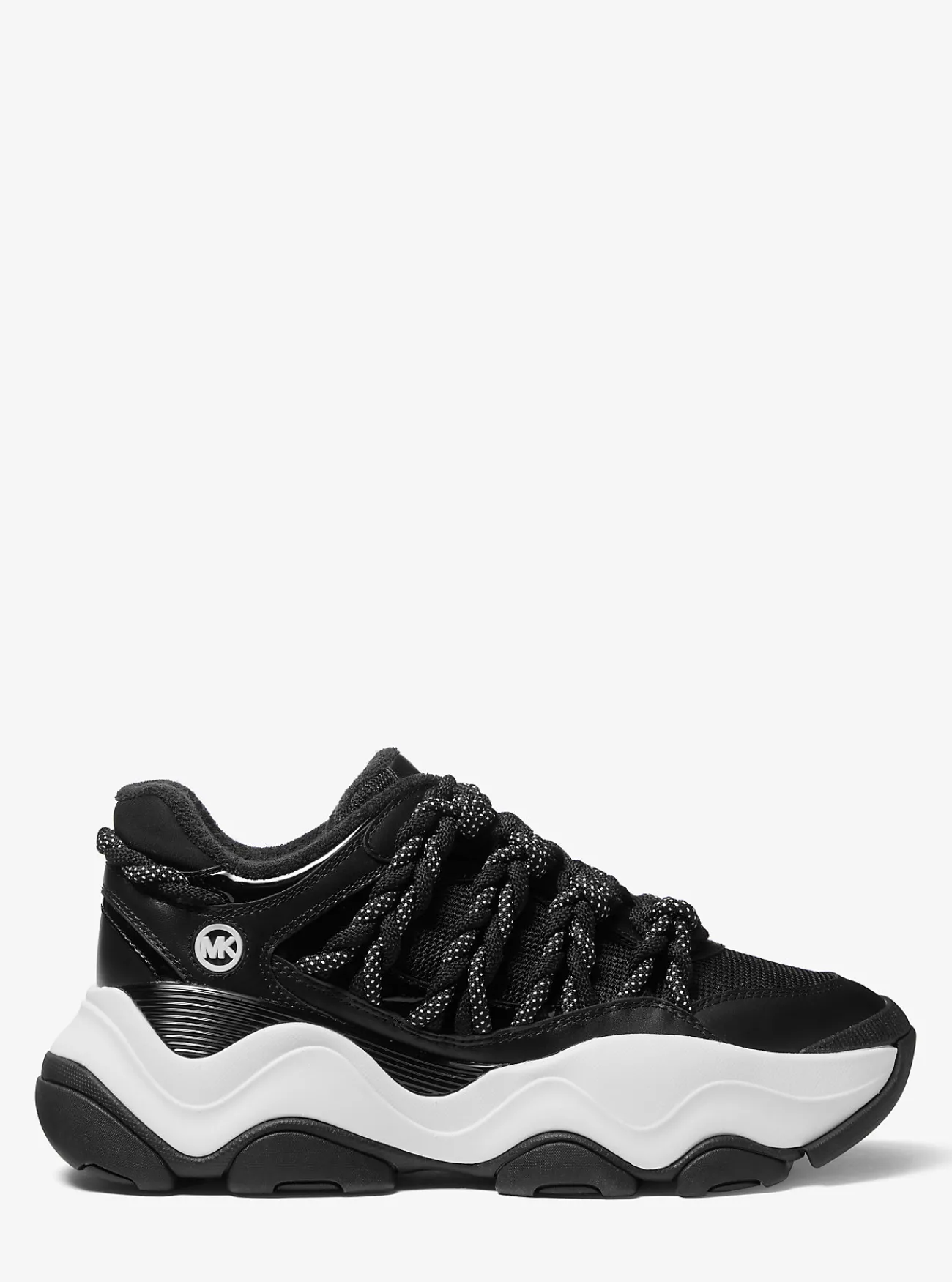 Michael Kors Sneaker Atlas van leer en mesh met koord ZWART Online