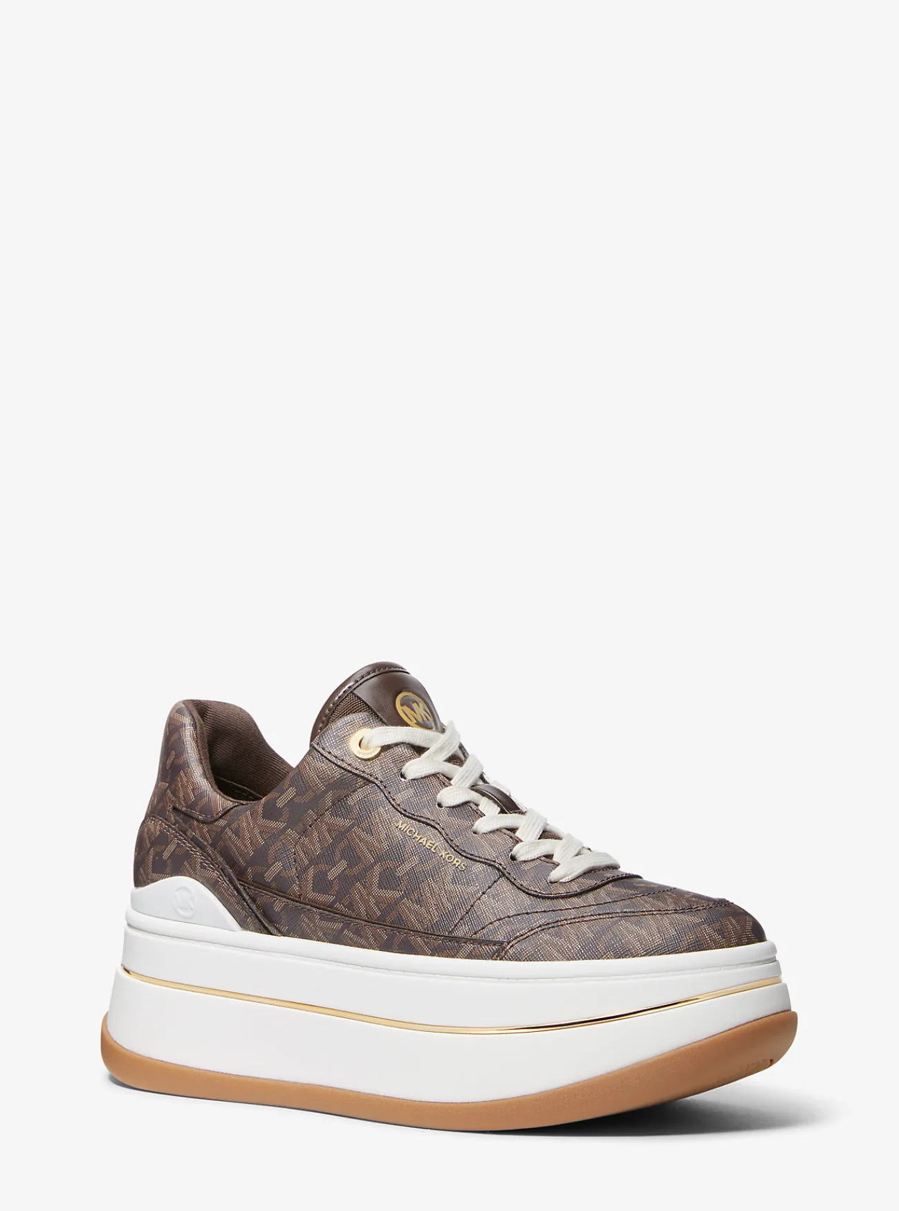 Michael Kors Sneaker Hayes met plateauzool en kenmerkend Empire-logo BRUIN Discount