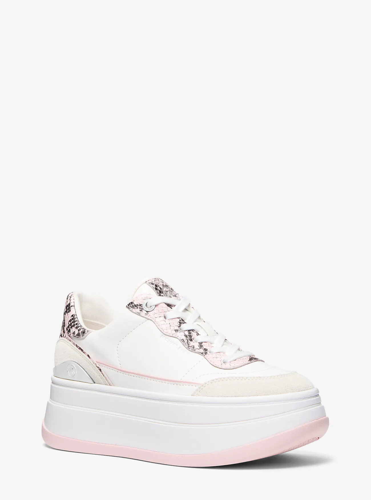 Michael Kors Sneaker Hayes van leer met plateauzool ZACHTROZE New