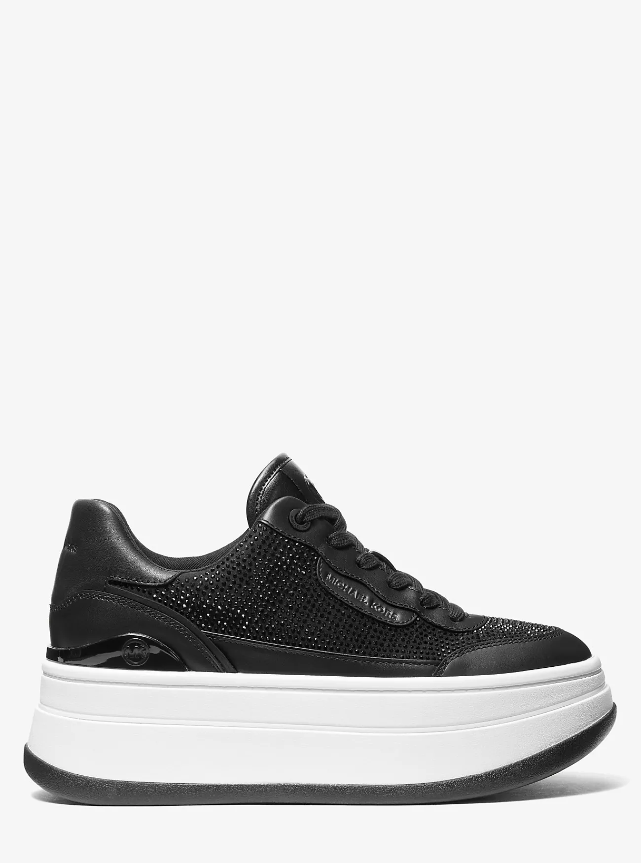 Michael Kors Sneaker Hayes van leer met versiering ZWART Outlet