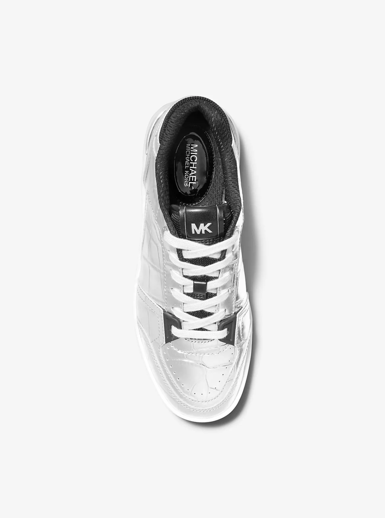 Michael Kors Sneaker Rebel van metallic leer met krokodillenprint in reli&euml;f ZILVER Outlet
