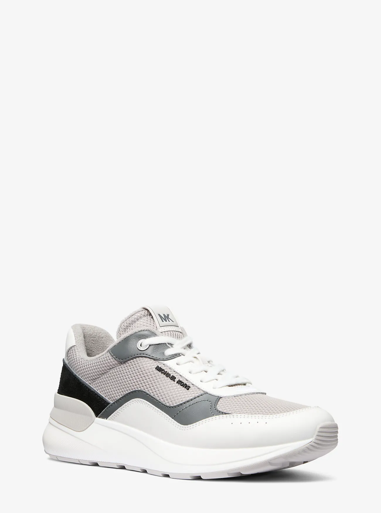Michael Kors Sneaker Trevor van leer en stretchbreisel STEENGROEVEGRIJSMULTI Discount