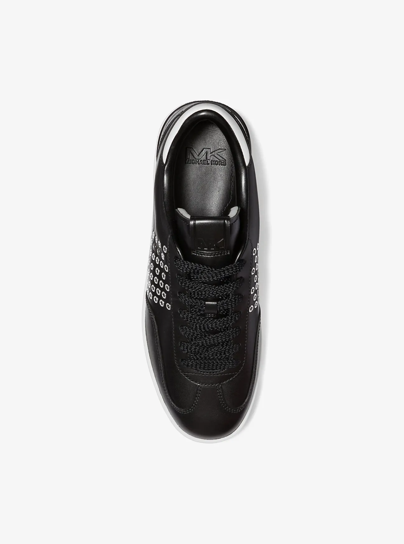 Michael Kors Sneaker Wilton van leer met oogjes ZWART Online