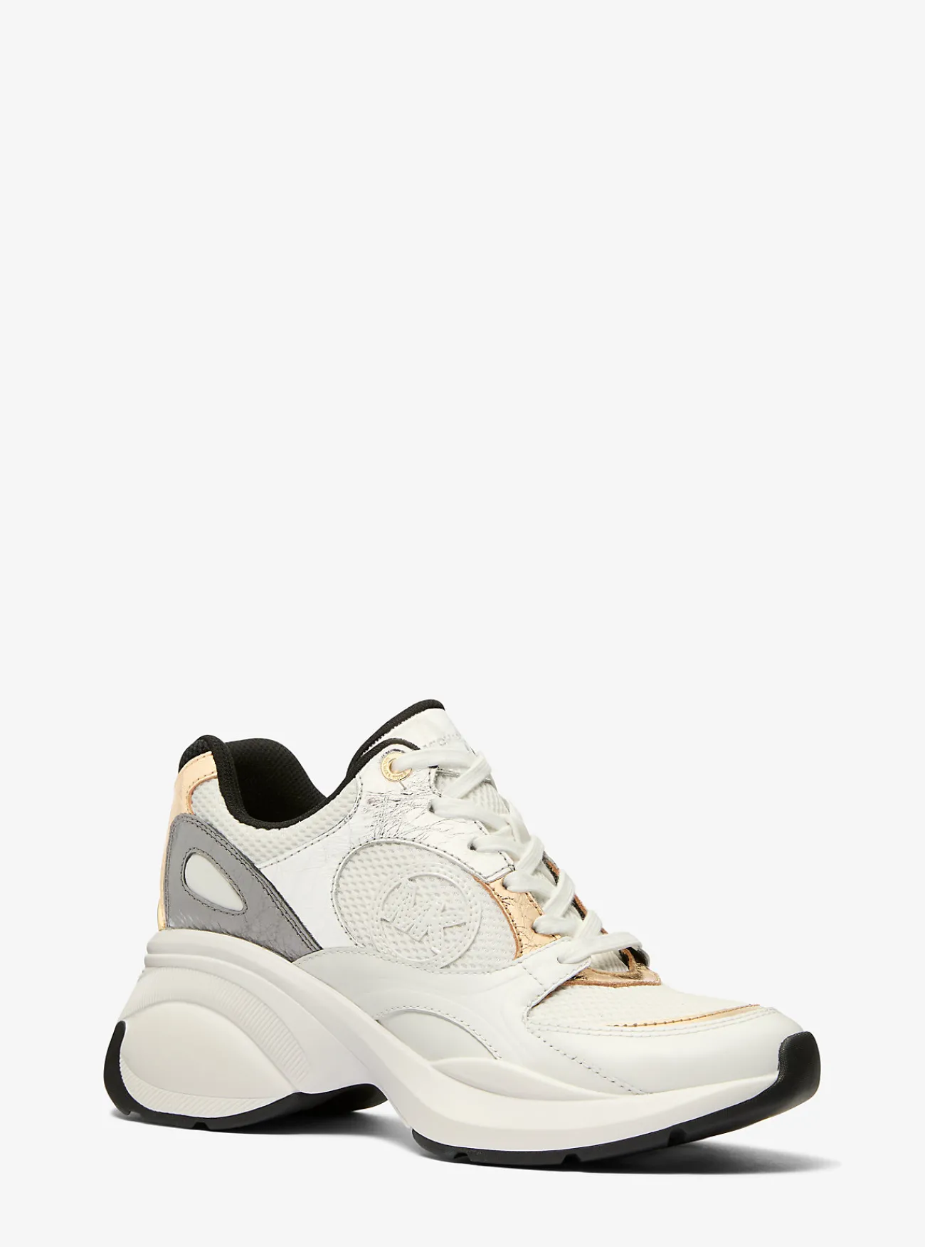 Michael Kors Sneaker Zuma van craquel&eacute; leer en mesh met kleurvlakken OPTISCHWITMULTI Hot