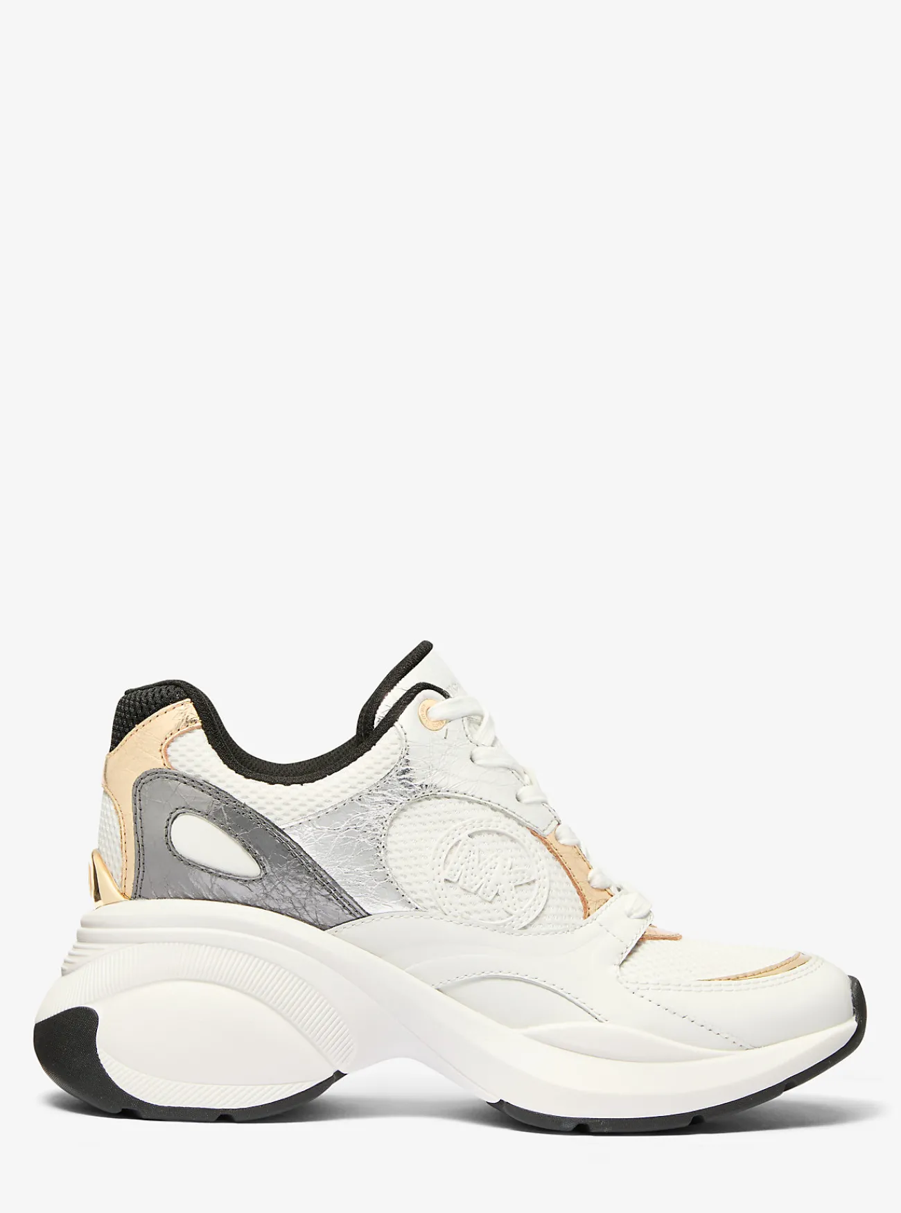 Michael Kors Sneaker Zuma van craquel&eacute; leer en mesh met kleurvlakken OPTISCHWITMULTI Hot