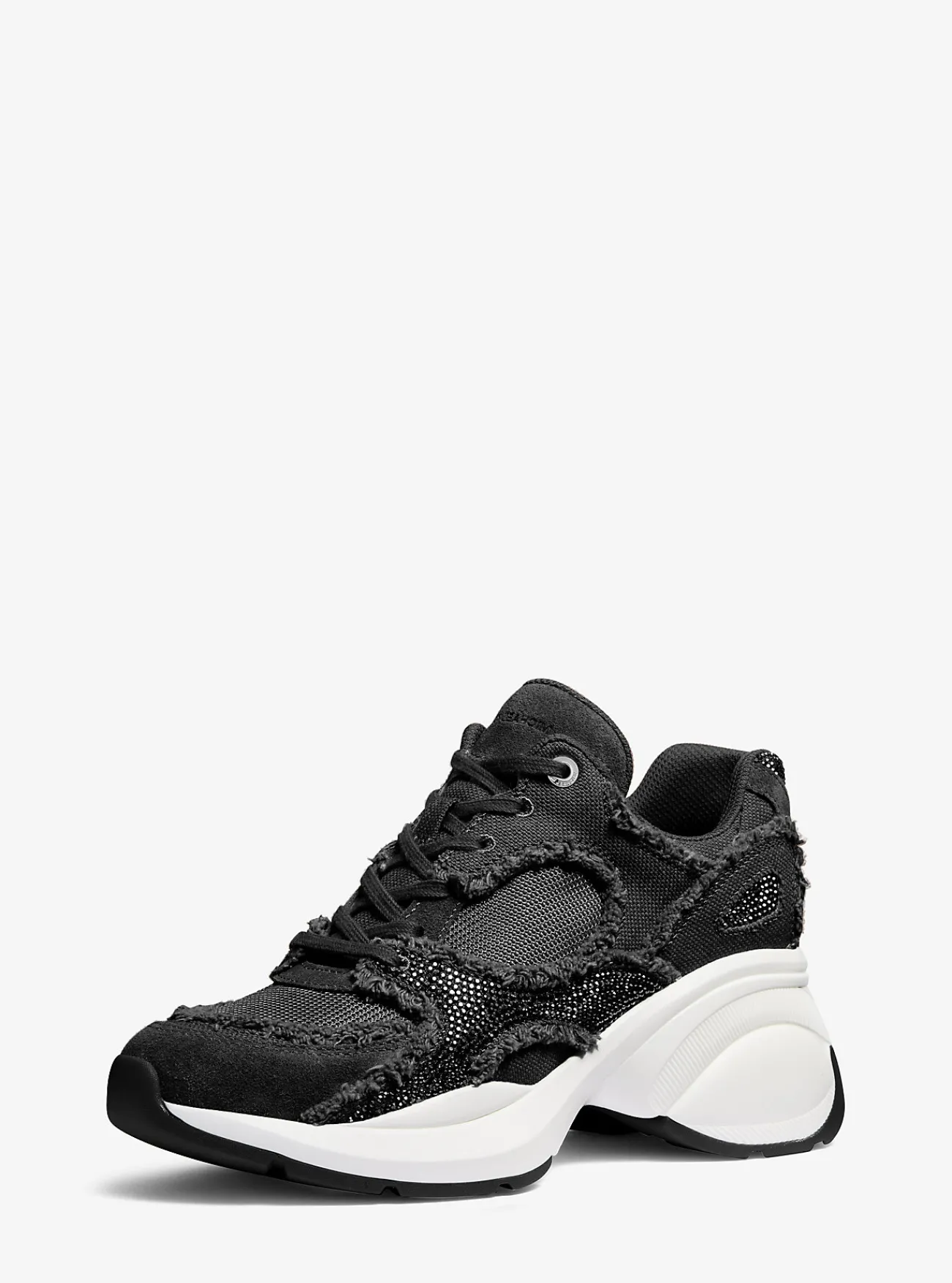 Michael Kors Sneaker Zuma van gemengd materiaal met versiering en rafels ZWART Hot