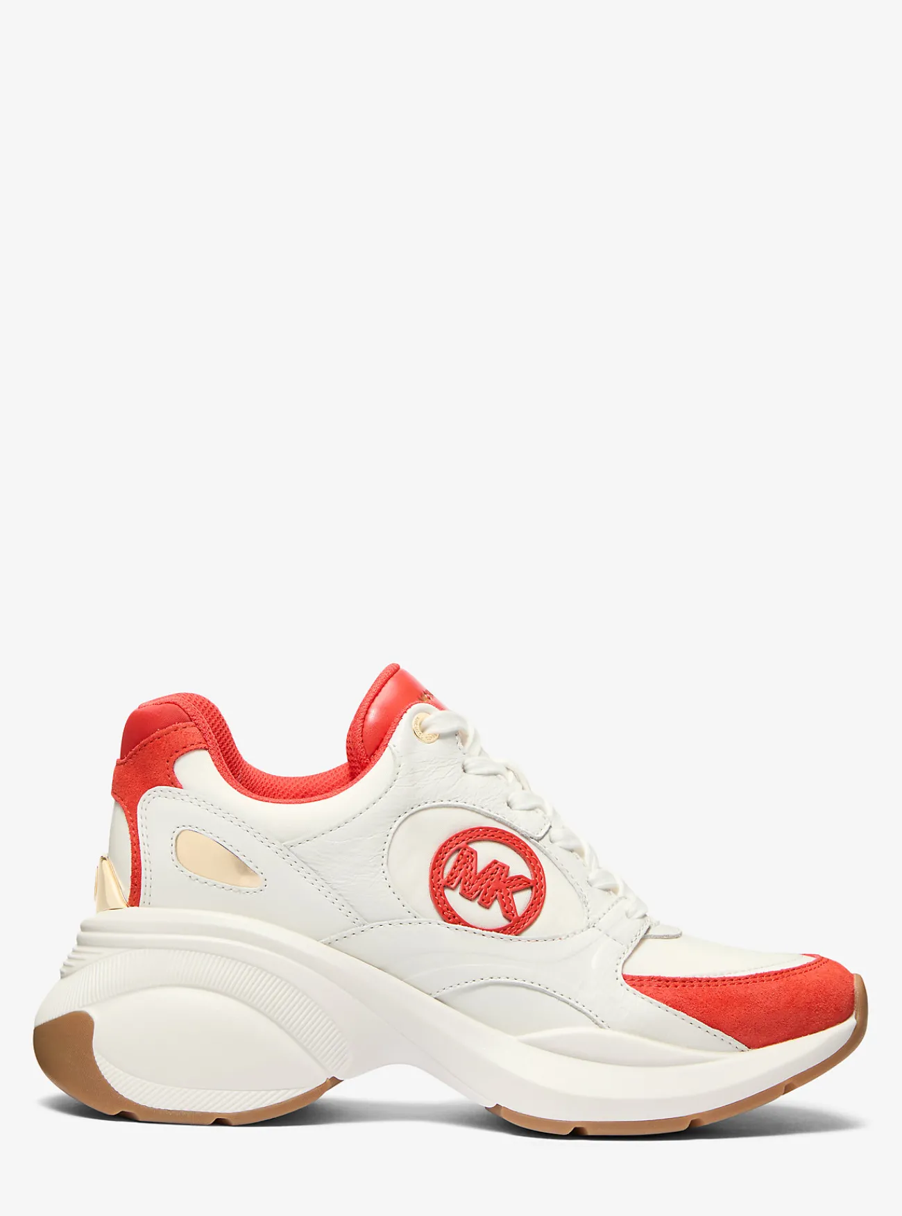 Michael Kors Sneaker Zuma van tweekleurig leer en su&egrave;de GEBRANDSIENNA New