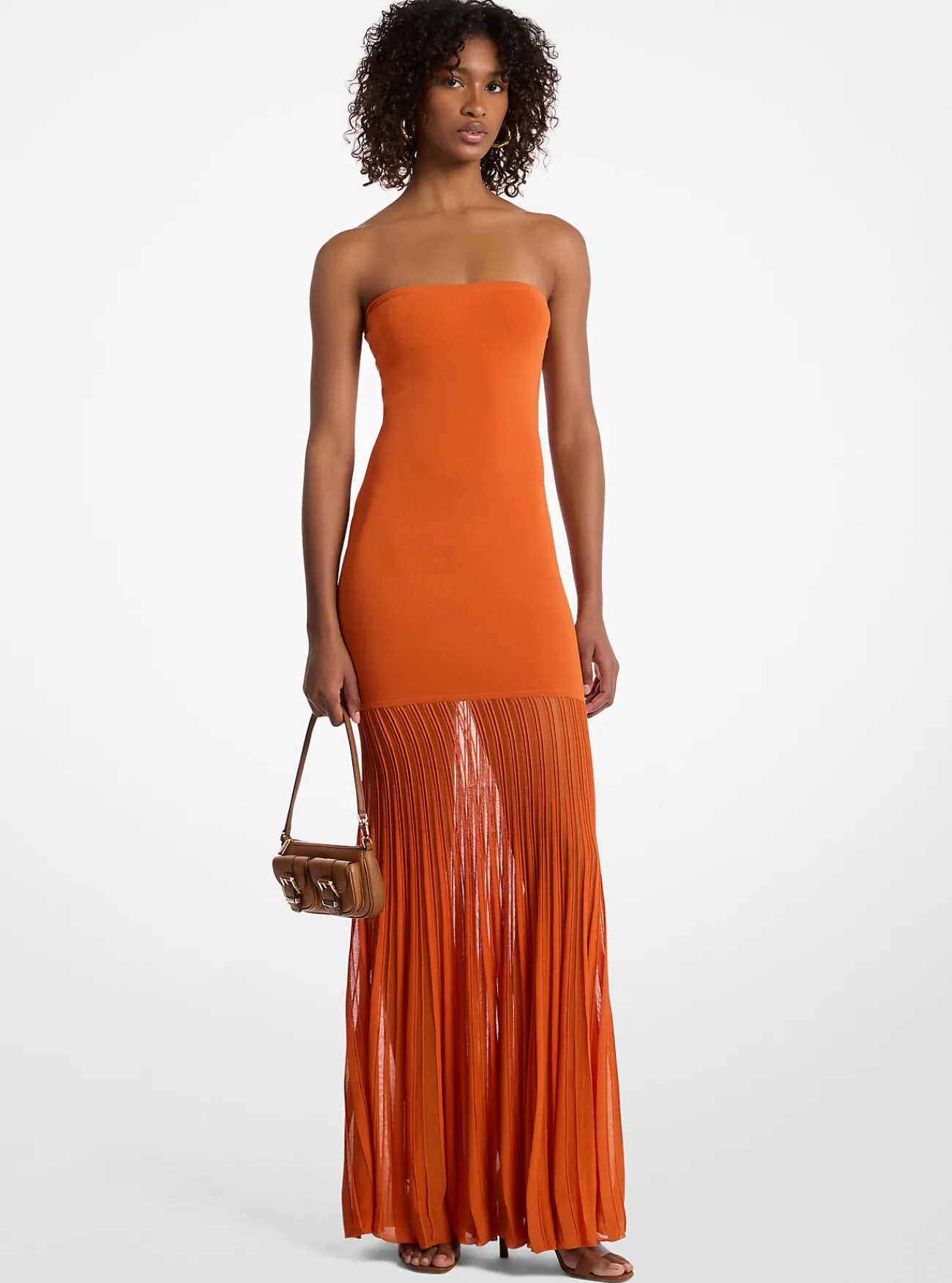 Michael Kors Strapless jurk van transparant stretchbreisel ORANJE Clearance
