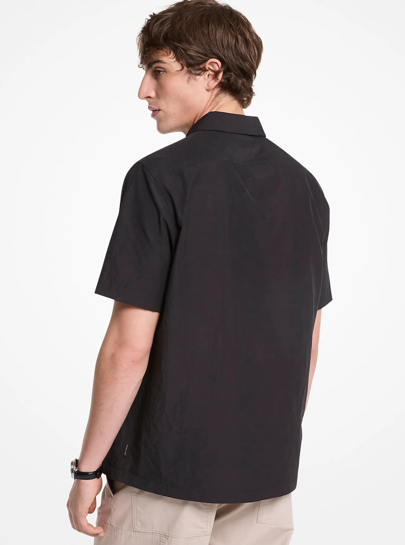 Michael Kors Sweater van gekreukte katoenmix met halve rits ZWART Fashion