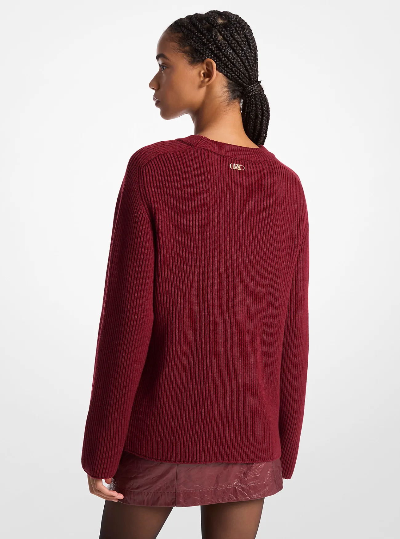 Michael Kors Sweater van geribde wol DONKERBRANDY Outlet