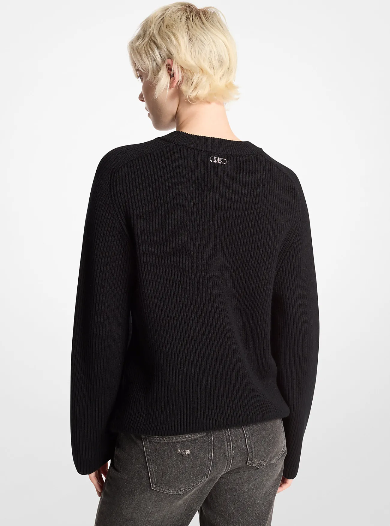 Michael Kors Sweater van geribde wol ZWART Clearance