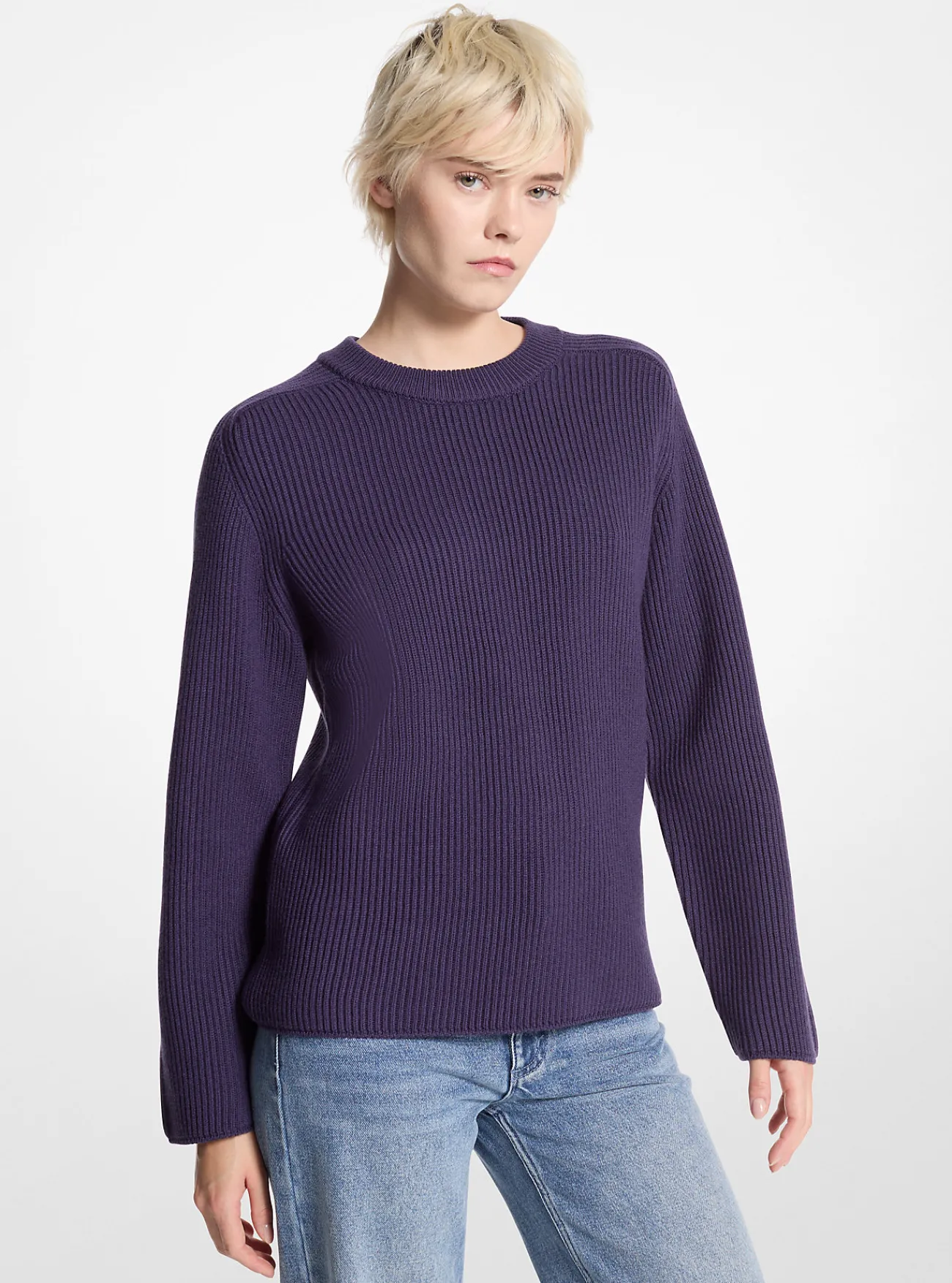 Michael Kors Sweater van geribde wol DONKERIRIS Hot