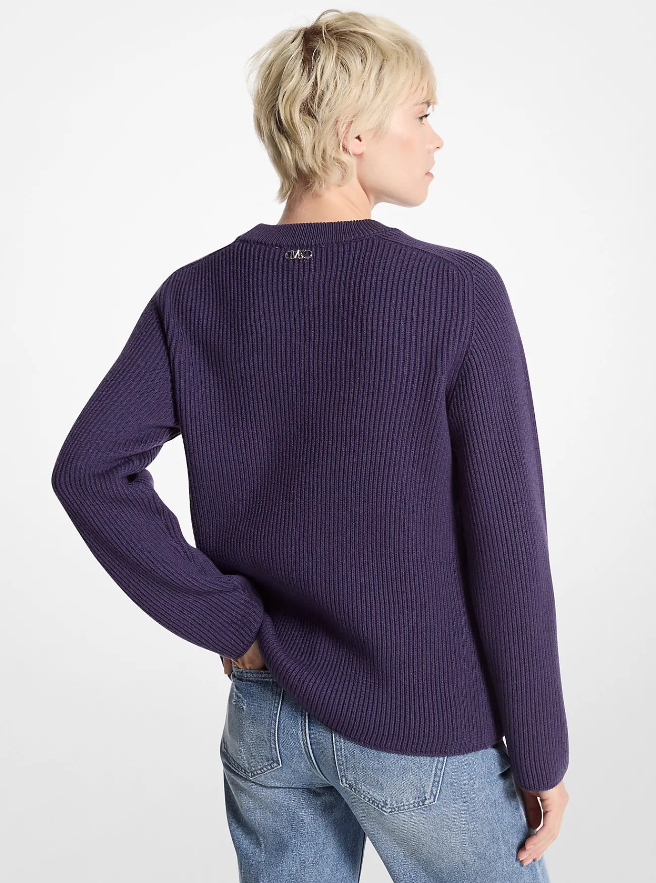 Michael Kors Sweater van geribde wol DONKERIRIS Hot