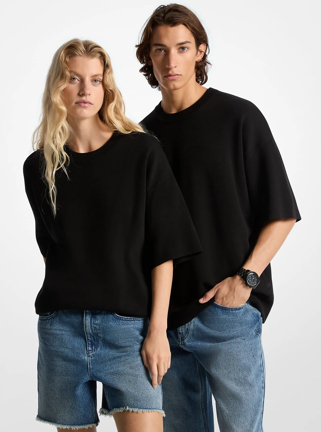 Michael Kors Sweater van katoen met korte mouwen ZWART Sale