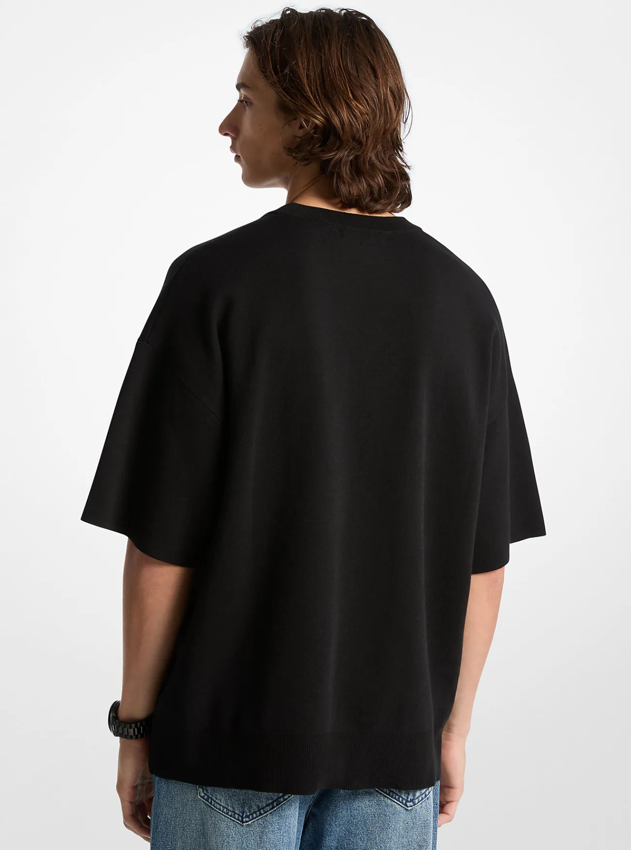 Michael Kors Sweater van katoen met korte mouwen ZWART Sale