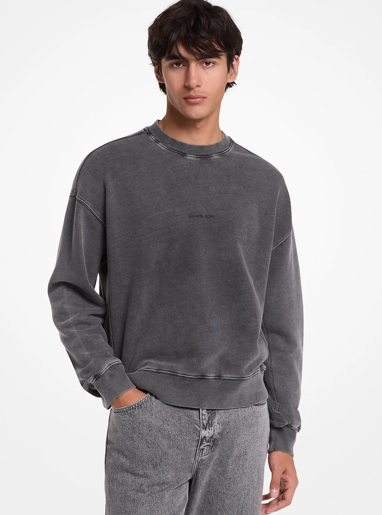 Michael Kors Sweater van katoen met ronde hals ZWART Outlet