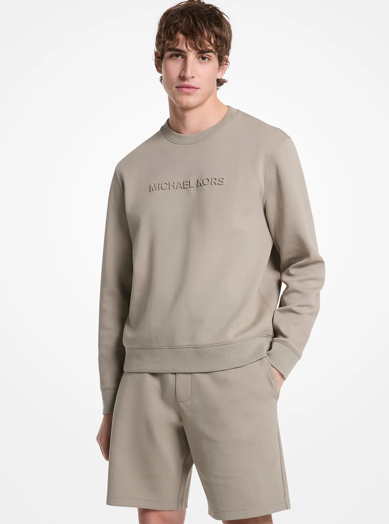 Michael Kors Sweater van katoenmix met logo in reli&euml;f ZACHTSALIE Outlet