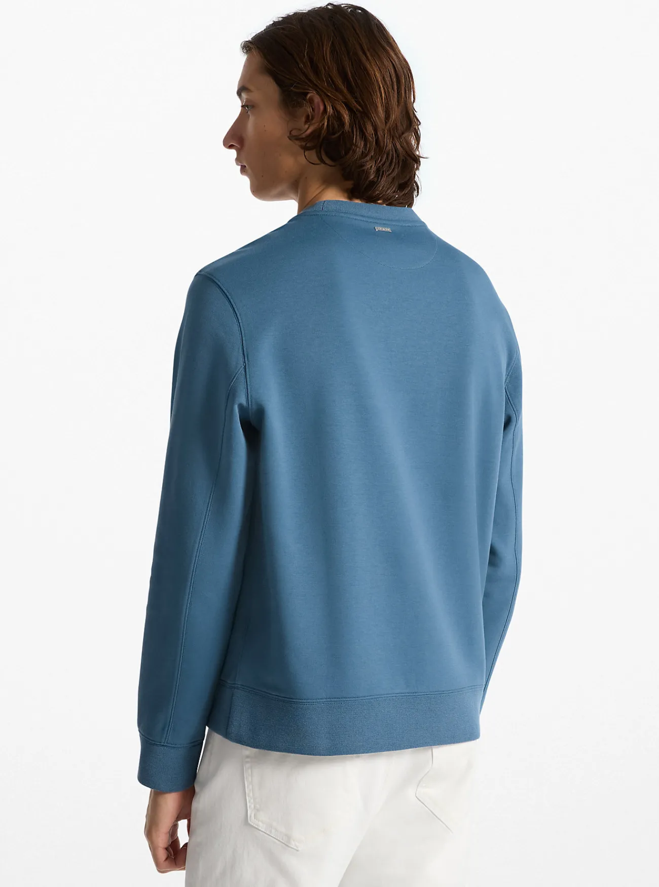 Michael Kors Sweater van katoenmix met logo in reli&euml;f DONKERCHAMBRAY Best