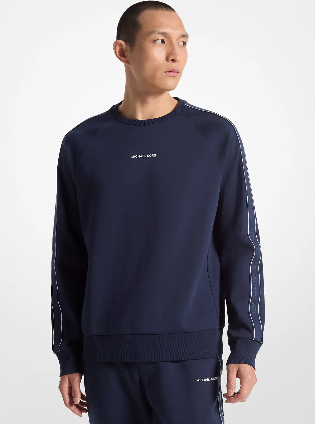 Michael Kors Sweatshirt van een katoenmix met logoband MIDDERNACHTSBLAUW Best