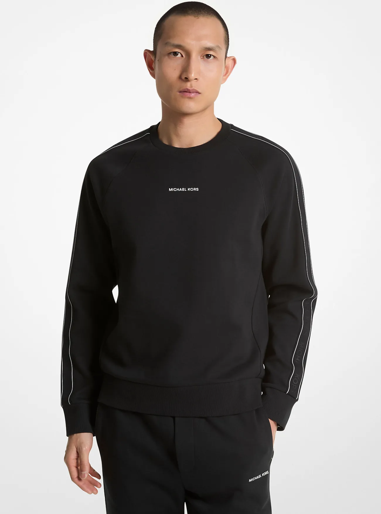 Michael Kors Sweatshirt van een katoenmix met logoband ZWART Fashion