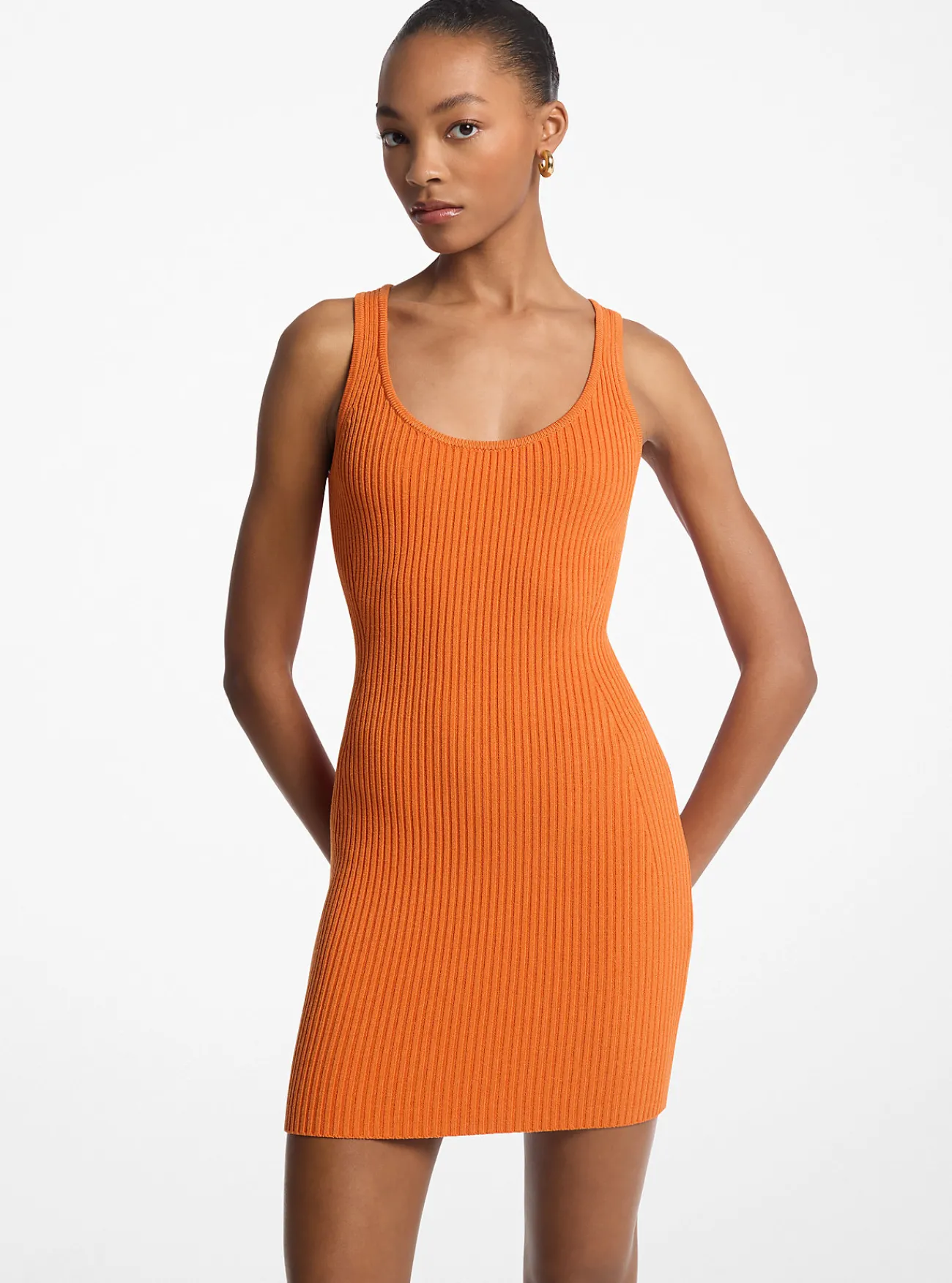 Michael Kors Tankjurk van geribde stretchviscose ORANJE Fashion