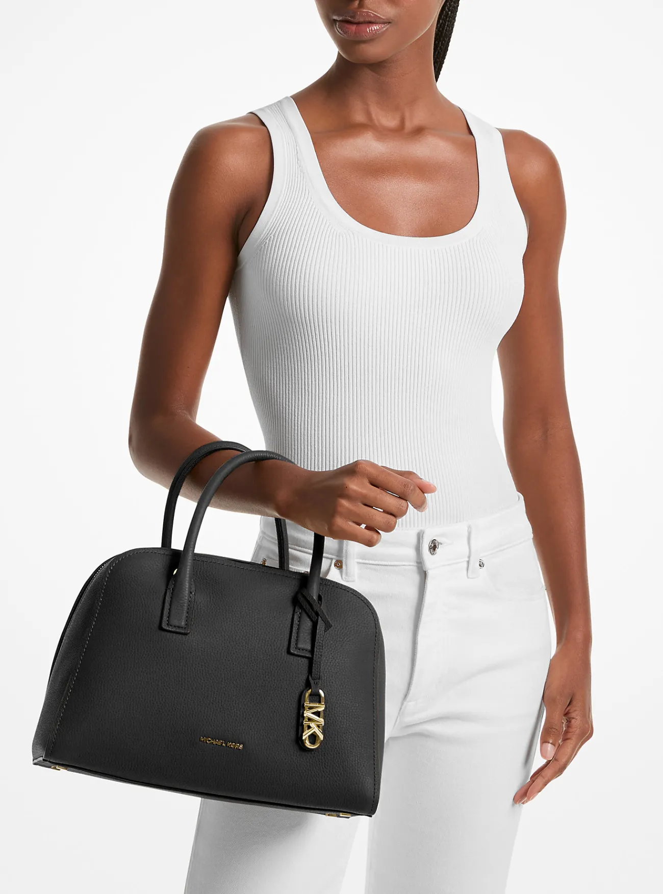 Michael Kors Tas Ashton van getrommeld leer, middelgroot ZWART Outlet