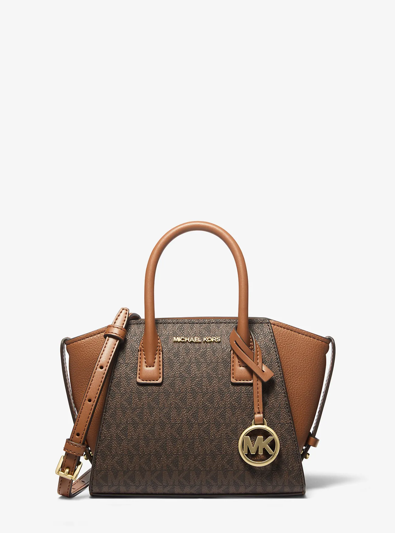 Michael Kors Tas Avril met kenmerkend logo, extra klein BRUIN Clearance