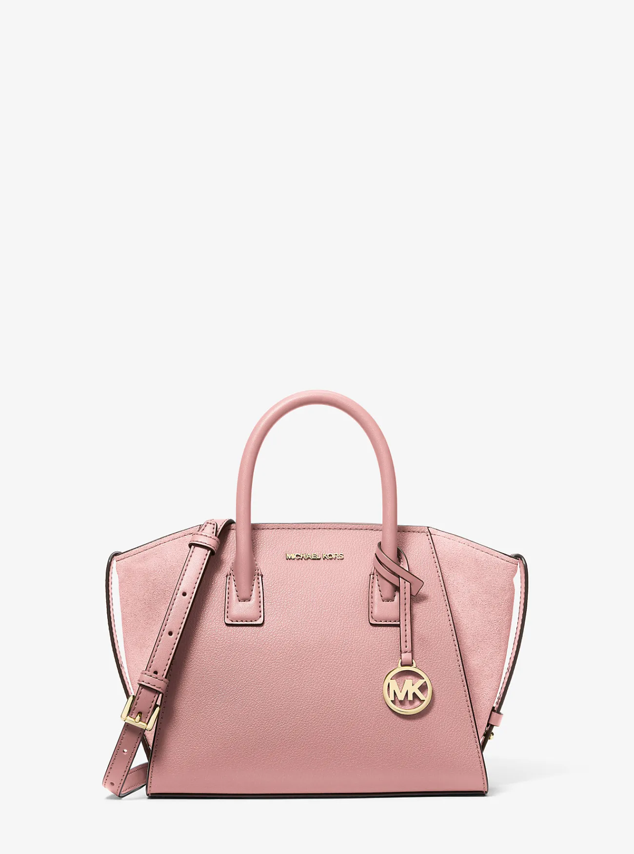 Michael Kors Tas Avril van getrommeld leer, klein POEDERROZE Outlet