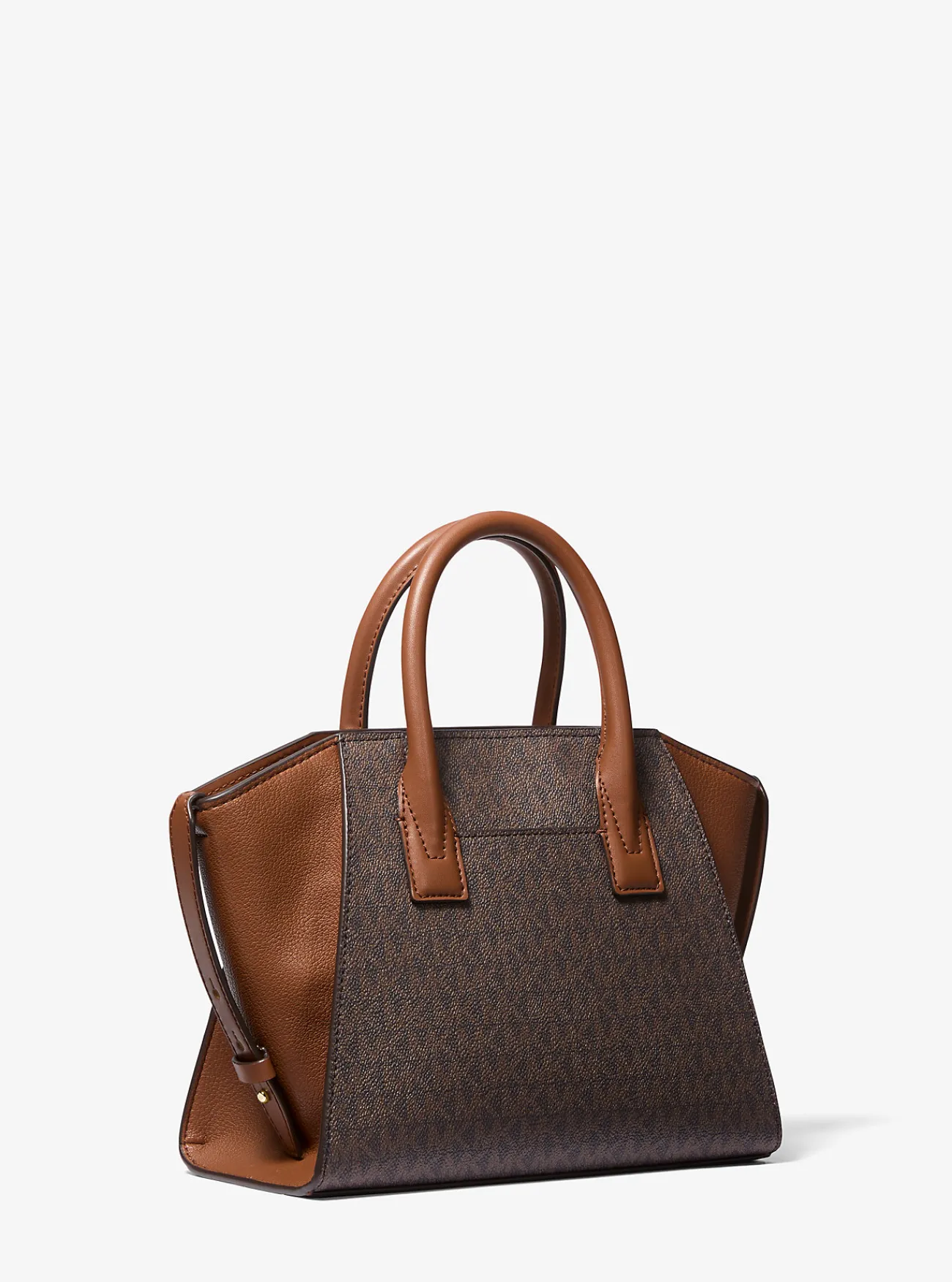 Michael Kors Tas Avril van leer met logo, klein BRUIN Best