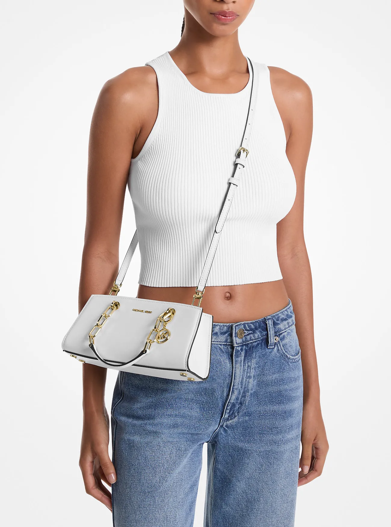 Michael Kors Tas Cynthia van leer, klein OPTISCHWIT Clearance