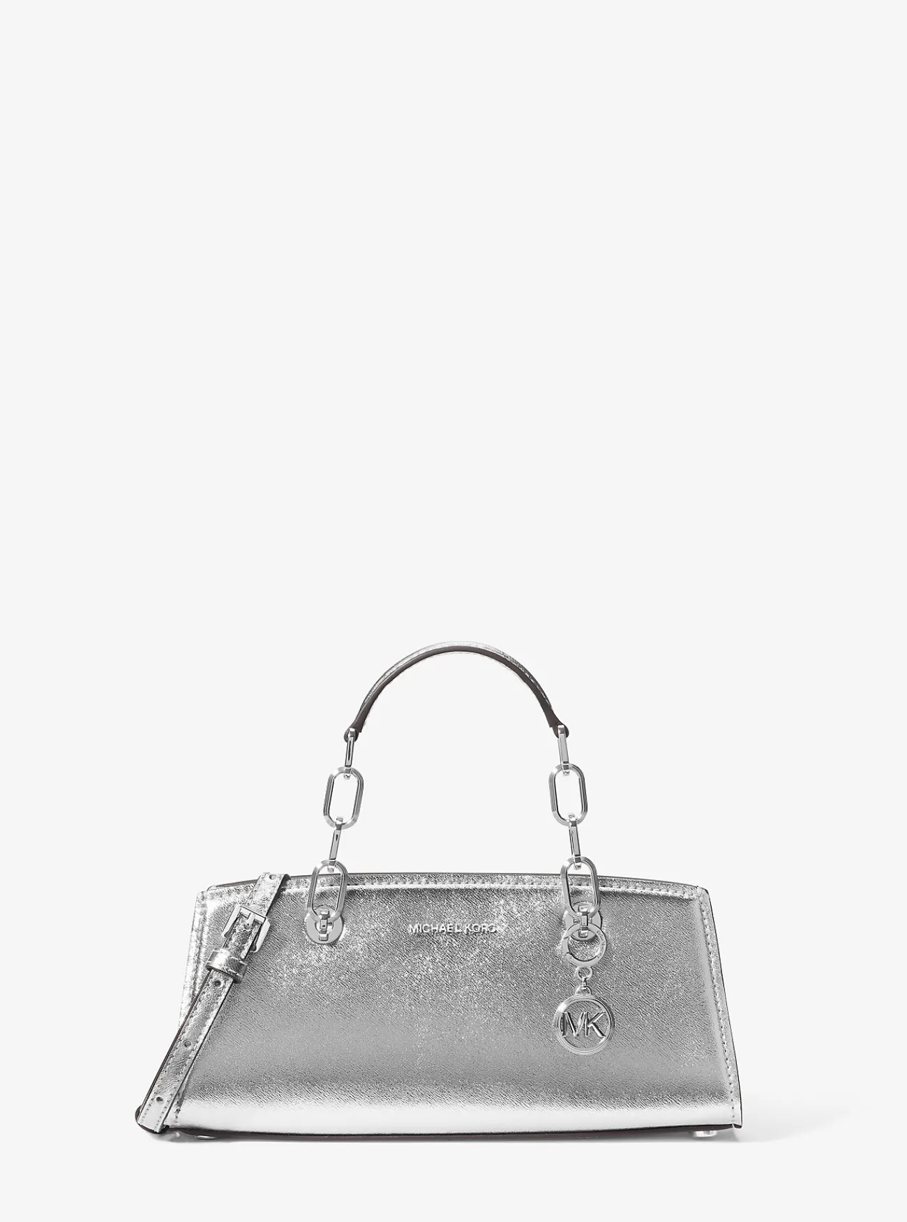 Michael Kors Tas Cynthia van leer, klein ZILVER Discount