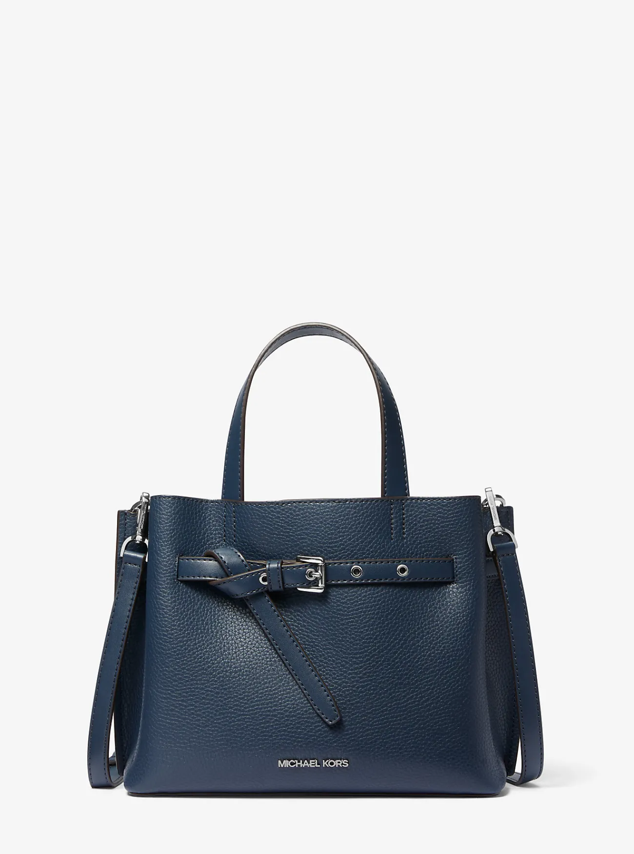 Michael Kors Tas Emilia van getrommeld leer, klein MARINEBLAUW Clearance