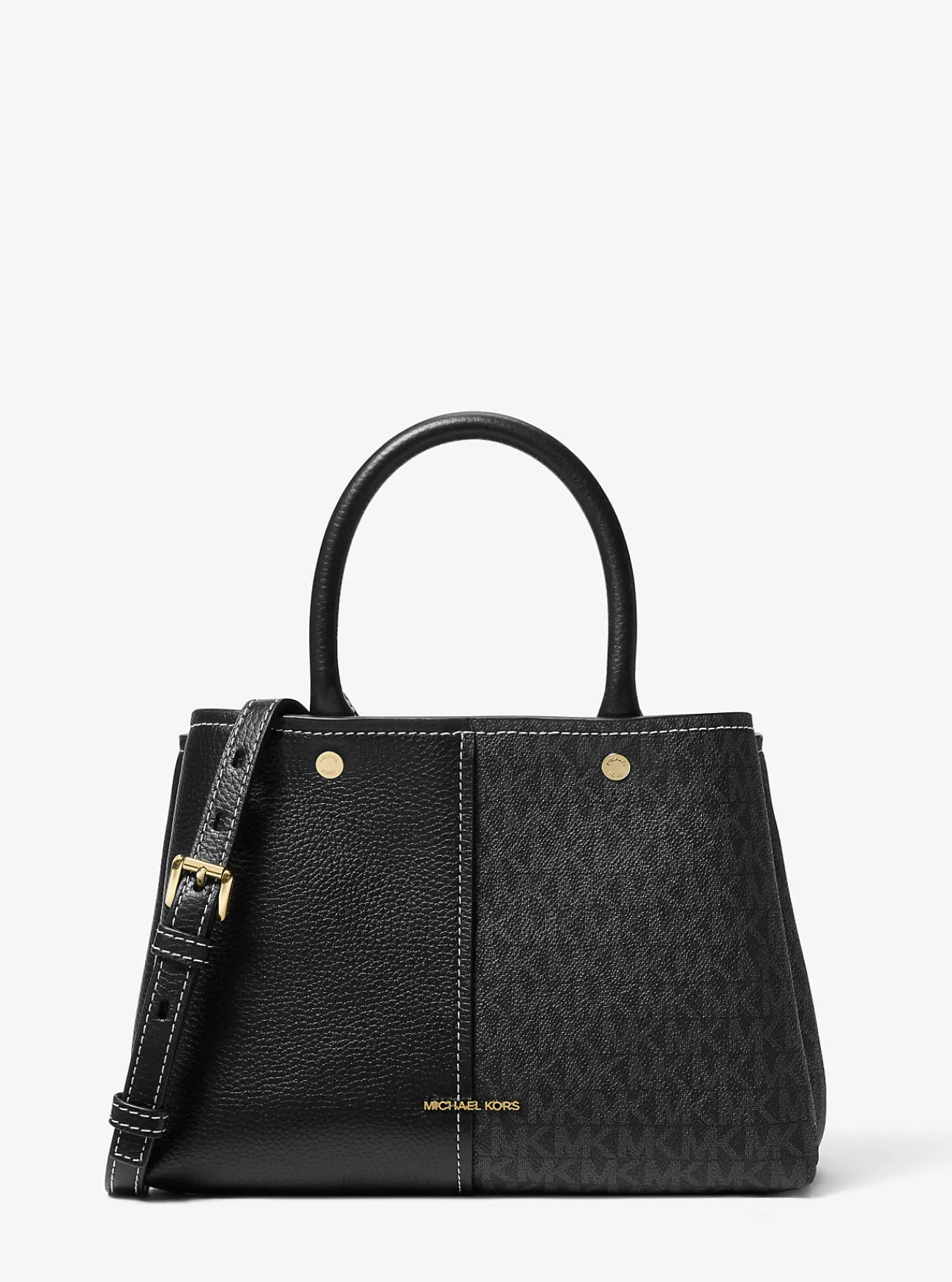 Michael Kors Tas Flora van canvas met kenmerkend logo en leer, middelgroot ZWART Best