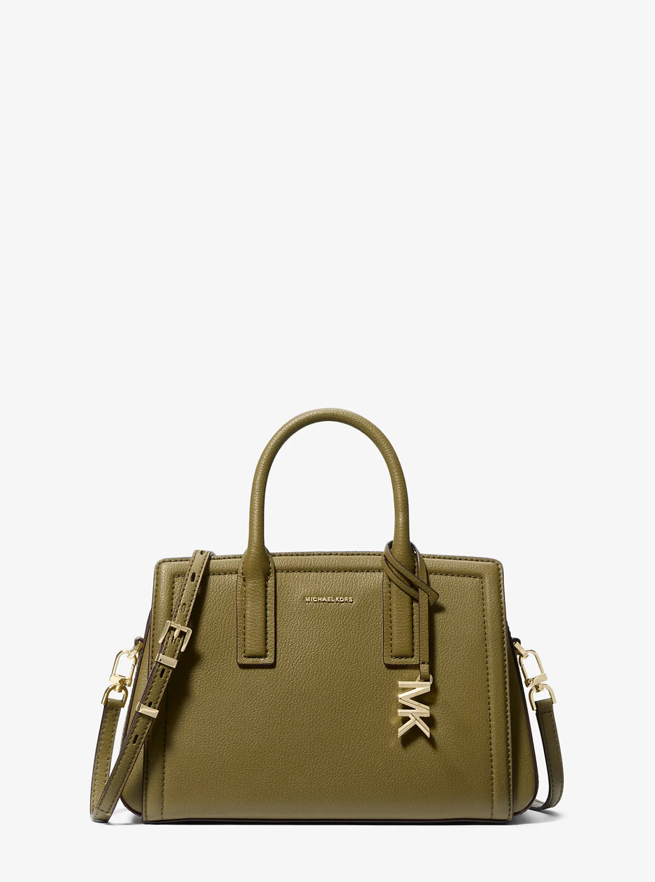 Michael Kors Tas Laila van getrommeld leer, klein SAFARIGROEN Outlet