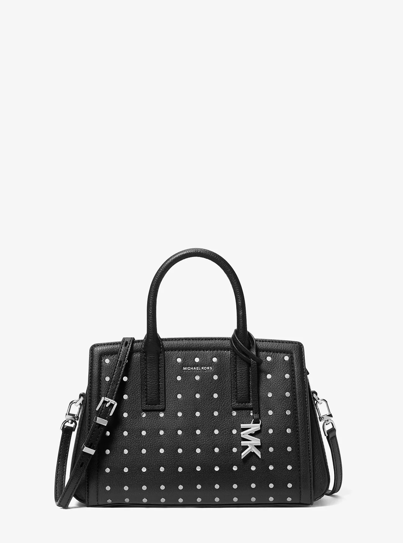 Michael Kors Tas Laila van leer met studs, klein ZWART Outlet