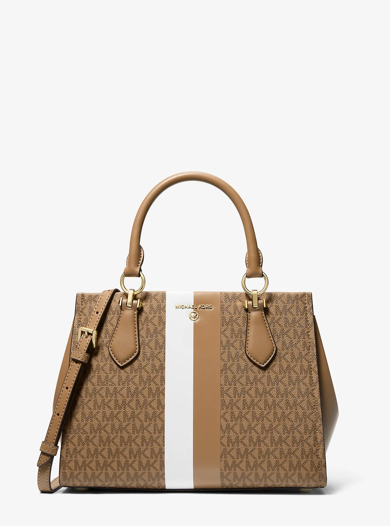 Michael Kors Tas Marilyn gestreept met logo, middelgroot KAF Sale