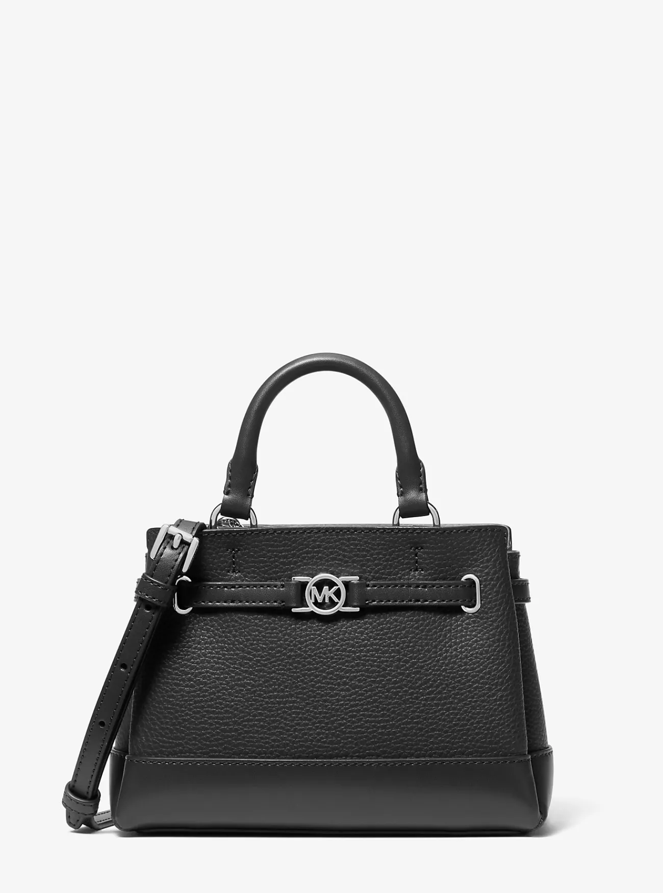 Michael Kors Tas Reed van getrommeld leer, extra klein ZWART Outlet