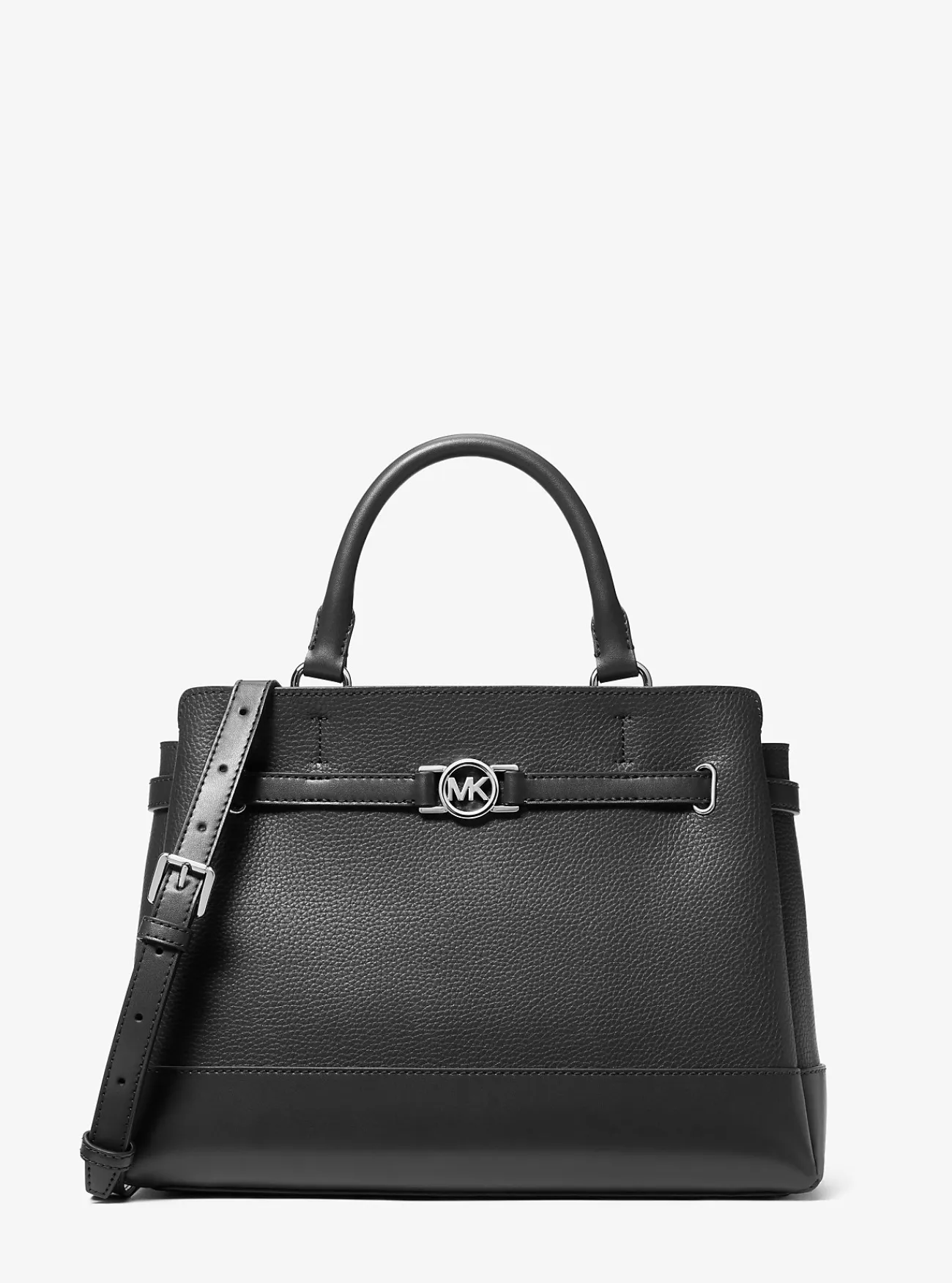 Michael Kors Tas Reed van getrommeld leer, groot ZWART Best