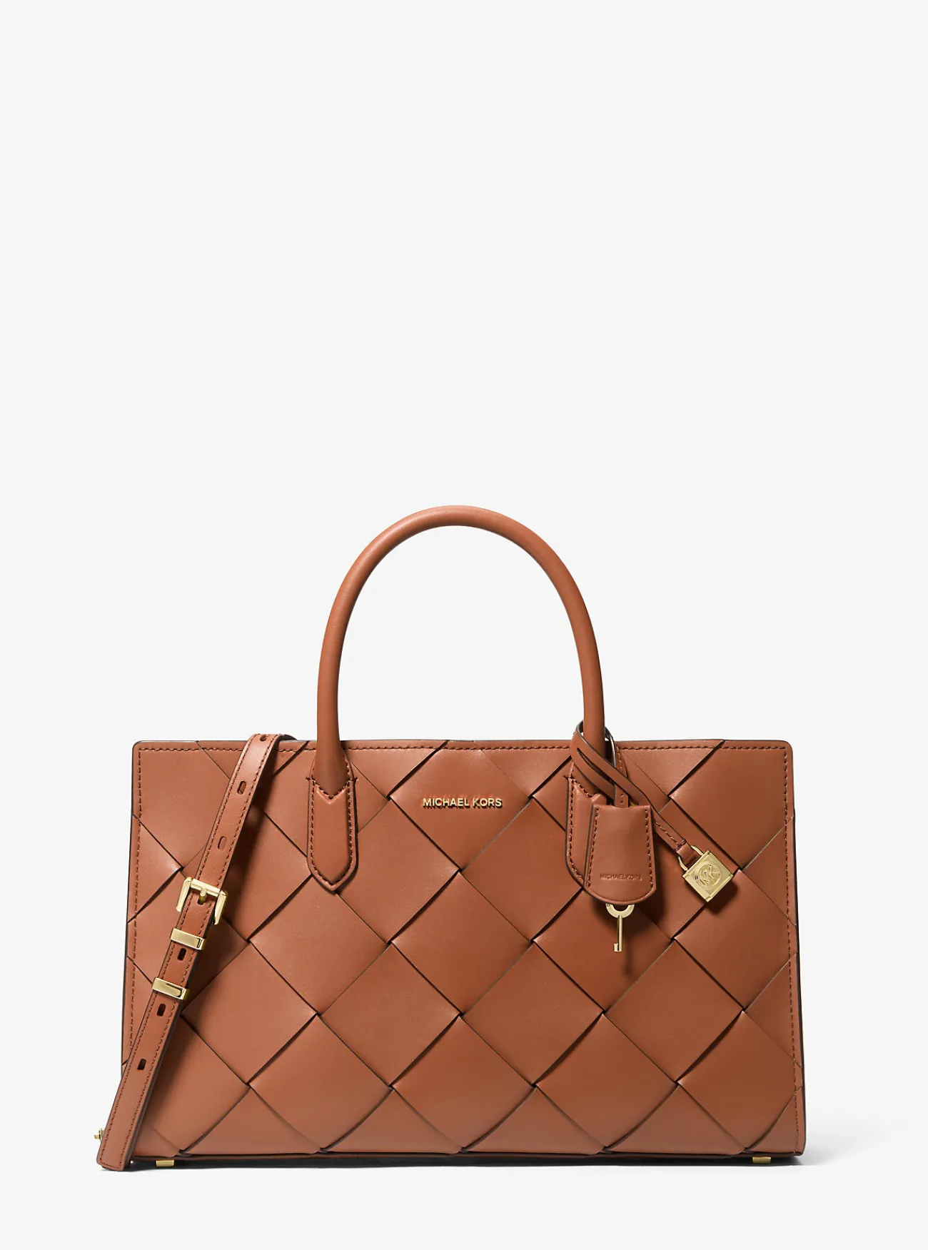 Michael Kors Tas Scarlett van geweven leer, middelgroot LUGGAGE Clearance