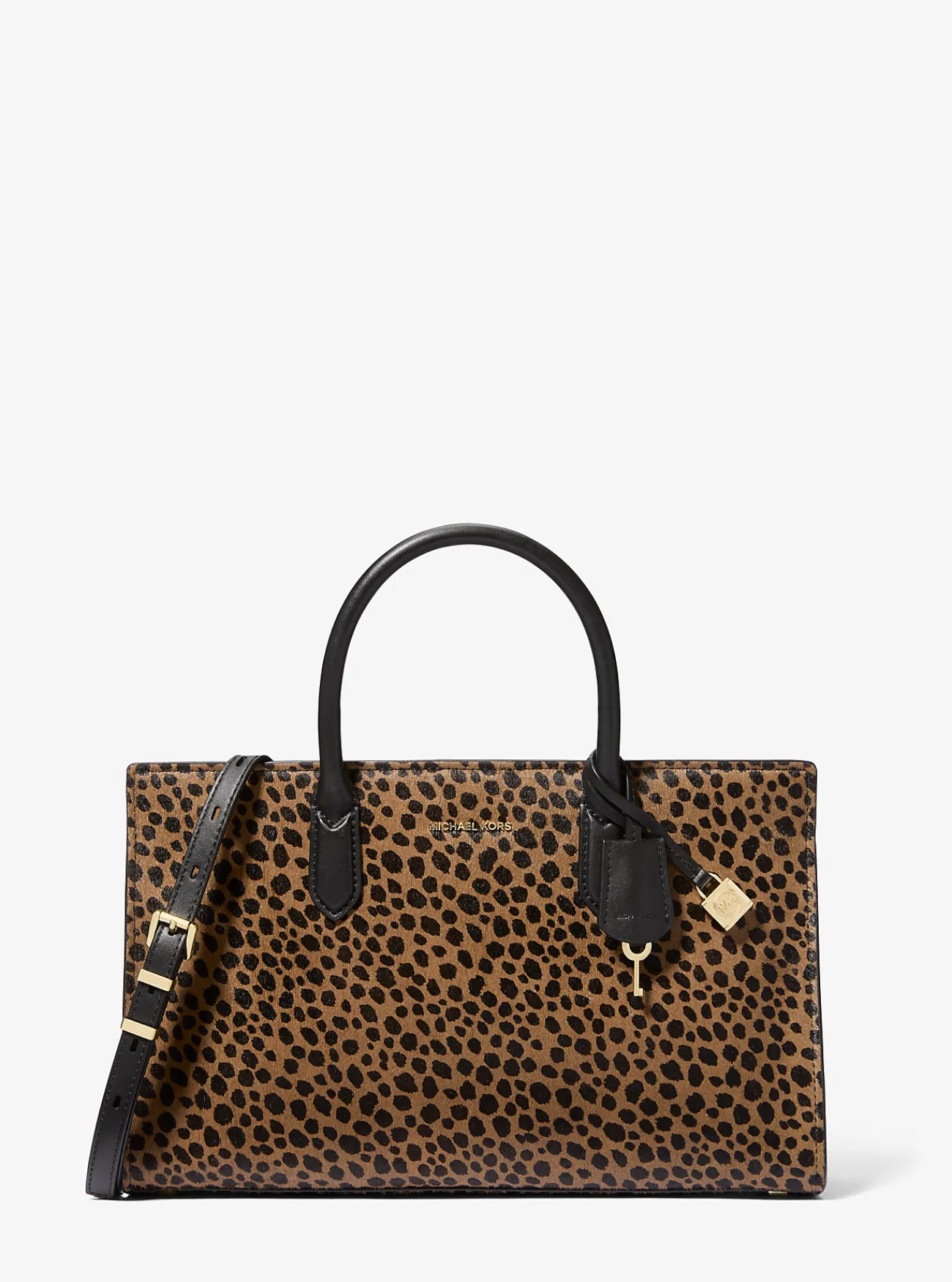 Michael Kors Tas Scarlett van kalfshaar met jachtluipaardprint, middelgroot HUSKMULTI Clearance