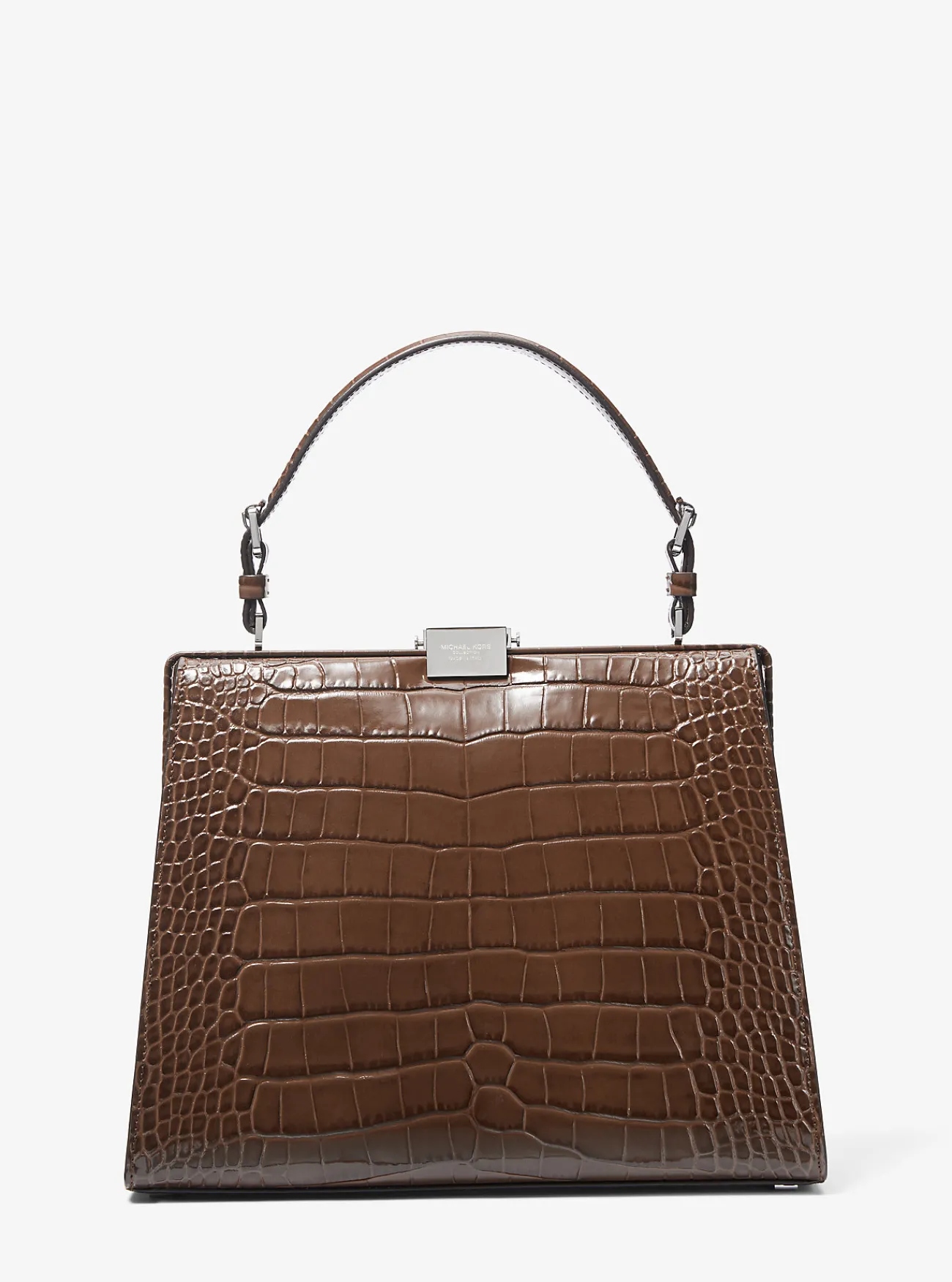 Michael Kors Tas Simone van leer met krokodillenprint in reli&euml;f CACAO Online