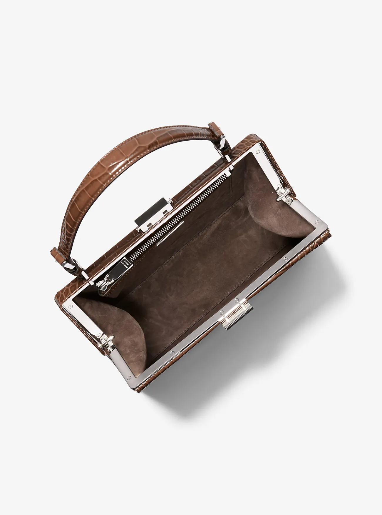 Michael Kors Tas Simone van leer met krokodillenprint in reli&euml;f CACAO Online