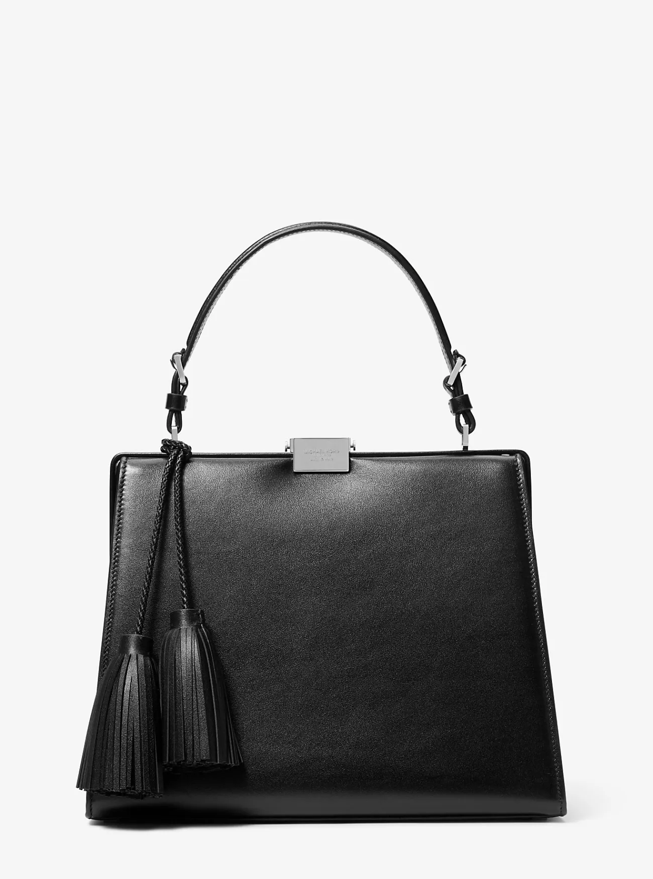 Michael Kors Tas Simone van leer met kwasten ZWART Clearance