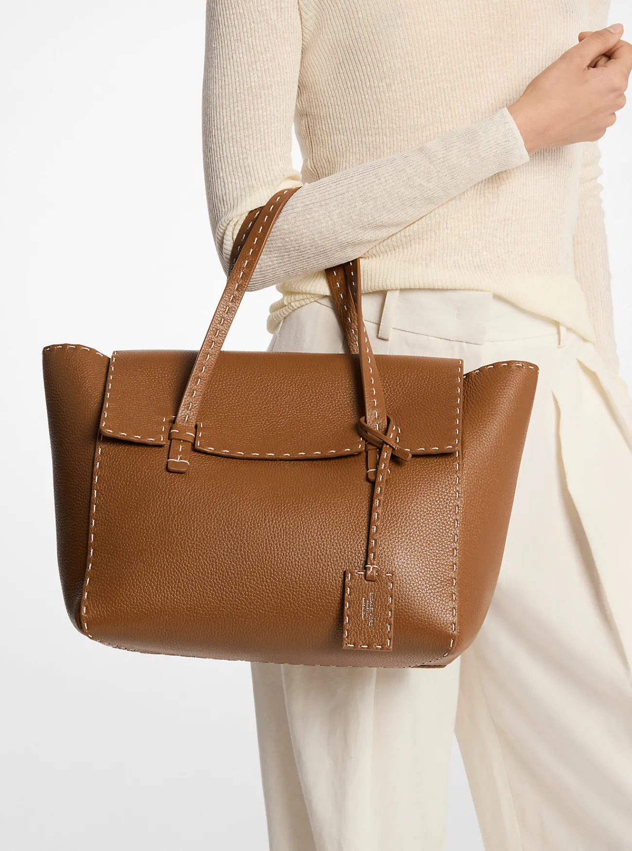 Michael Kors Tas Sophia van handgestikt getrommeld leer KANEEL New