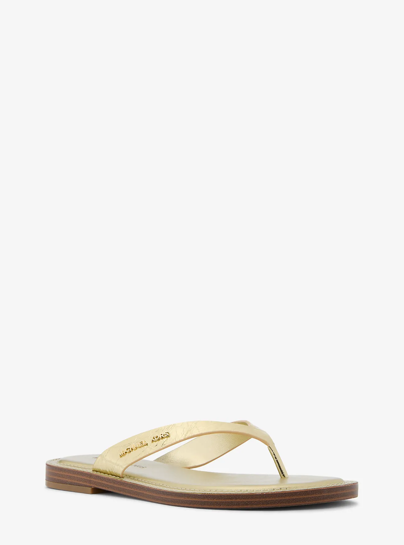 Michael Kors Teenslipper Koko van metallic craquel&eacute; leer LICHTGOUD Sale