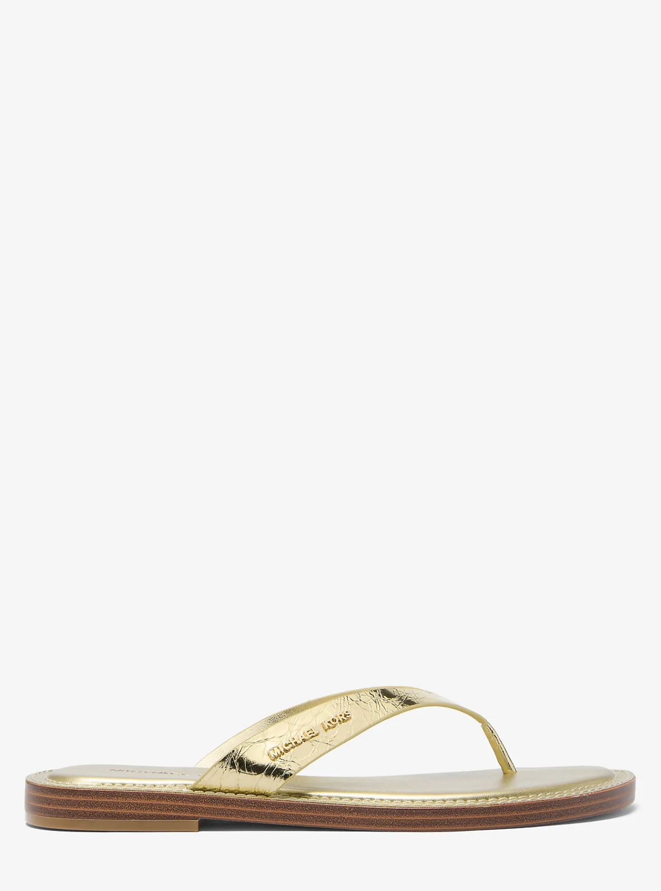 Michael Kors Teenslipper Koko van metallic craquel&eacute; leer LICHTGOUD Sale