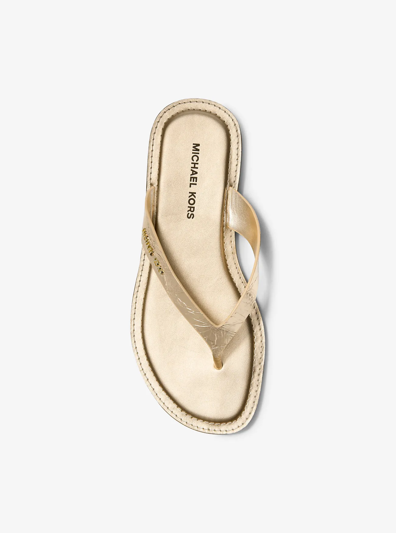 Michael Kors Teenslipper Koko van metallic craquelé leer LICHTGOUD Sale